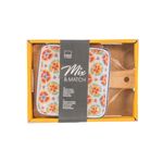 Casa si Gradina - Bucatarie si vesela - Vesela si tacamuri - Farfurii si boluri - Farfurioara patrata din portelan cu suport bambus,H&H, 12.5 cm - Infinity.ro