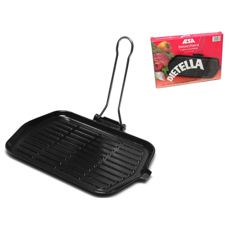 Casa si Gradina - Bucatarie si vesela - Vase pentru gatit - Tigai si seturi - Tigaie grill din fonta cu maner pliabil ,metal , 30x21 cm - Infinity.ro