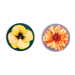 Casa si Gradina - Textile si covoare - Textile bucatarie - Servete si naproane - Set 2 suporturi ceramica cu imprimeu floral, rotund 20 cm, galben-portocaliu - Infinity.ro