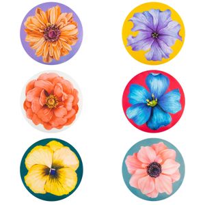Set 6 suporturi rotunde pentru farfurii Surreal Spring, H&H, model floral, polipropilena, 34 cm