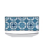 Casa si Gradina - Bucatarie si vesela - Vesela si tacamuri - Platouri de bucatarie - Platou dreptunghiular din portelan New Bone Chine cu design albastru, 20.5x8.5 cm - Infinity.ro