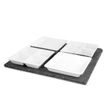 Casa si Gradina - Bucatarie si vesela - Ustensile bucatarie - Tavi servire - Set Suport servire ardesia cu 4 platouri de servire portelan, 30x30 cm - Infinity.ro