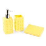 Casa si Gradina - Sanitare - Suporturi si accesorii baie - Suporturi baie - Set baie ceramica, Galben, 3 piese - Infinity.ro