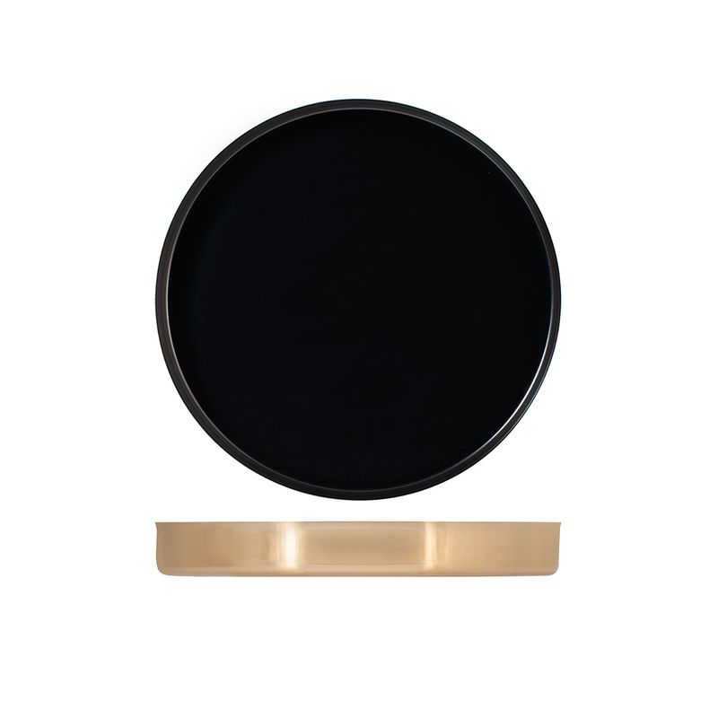 Casa si Gradina - Bucatarie si vesela - Ustensile bucatarie - Tavi servire - Tava rotunda, Inox, 32cm, Negru si auriu - Infinity.ro