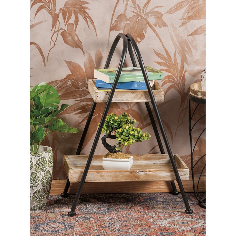 Casa si Gradina - Mobilier - Biblioteci si rafturi - Rafturi - Etajera metal si lemn, 2 rafturi, 47x34x69 cm - Infinity.ro