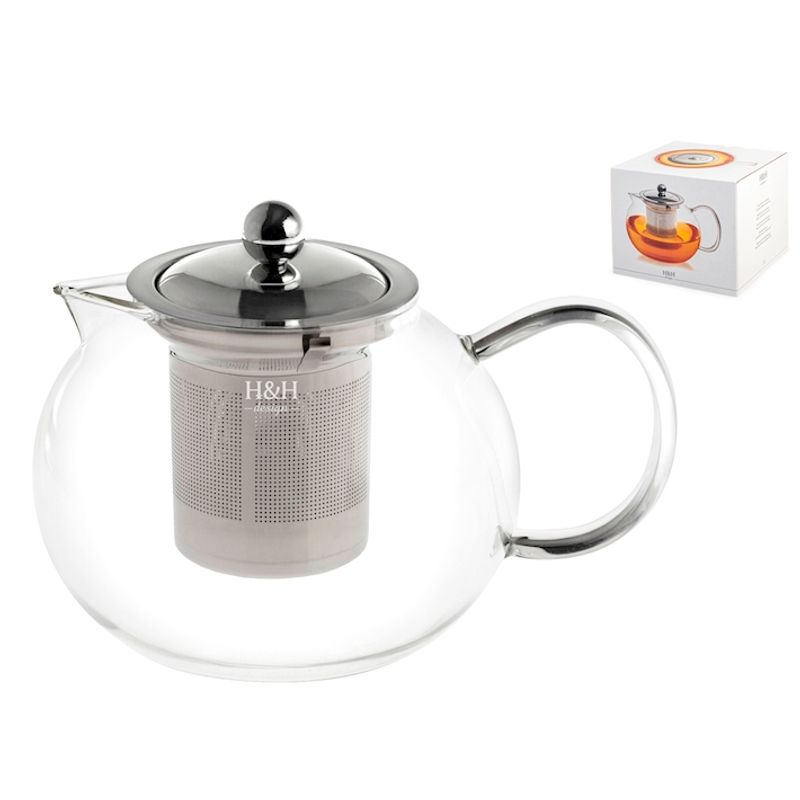 Casa si Gradina - Bucatarie si vesela - Vase pentru gatit - Ceainice si infuzoare - Ceainic cu infuzor, H&H,sticla borosilicata si inox,1 L - Infinity.ro
