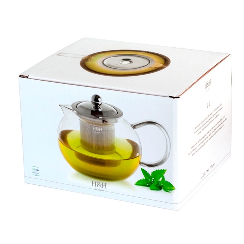 Casa si Gradina - Bucatarie si vesela - Vase pentru gatit - Ceainice si infuzoare - Ceainic cu infuzor, H&H,sticla borosilicata si inox,1 L - Infinity.ro