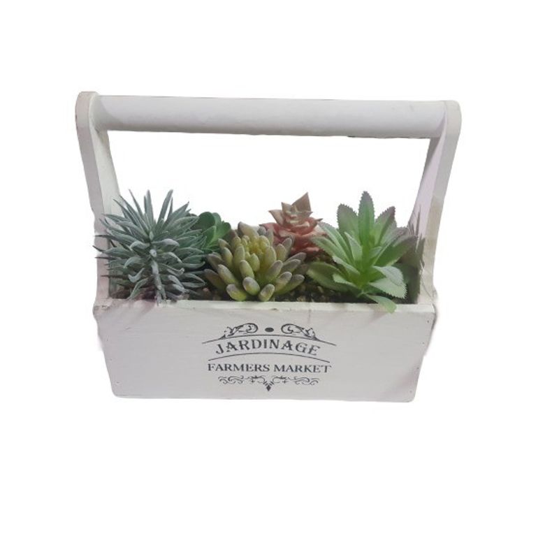 Casa si Gradina - Decoratiuni - Obiecte decorative - Plante artificiale - Plante artificiale decorative in suport lemn 21x10x20 cm, Alb - Infinity.ro