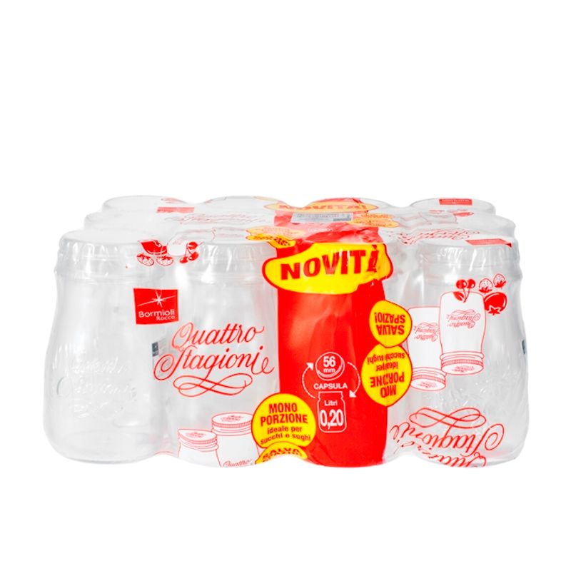 Casa si Gradina - Bucatarie si vesela - Cani si pahare - Sticle - Set 12 sticle cu capac Quattro Stagioni, Bormioli Rocco, sticla transparenta, 0,2 L - Infinity.ro