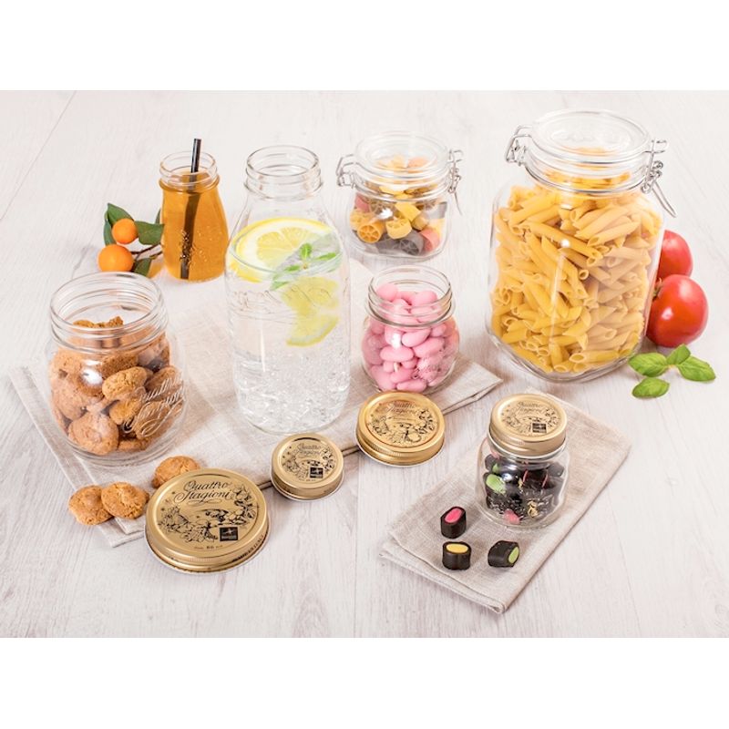 Casa si Gradina - Bucatarie si vesela - Cani si pahare - Sticle - Set 12 sticle cu capac Quattro Stagioni, Bormioli Rocco, sticla transparenta, 0,2 L - Infinity.ro