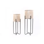 Casa si Gradina - Decoratiuni - Aromaterapie si lumanari - Suporturi lumanari - Set 2 Suporturi, bambus si metal, 32X32XH.90 cm - Infinity.ro