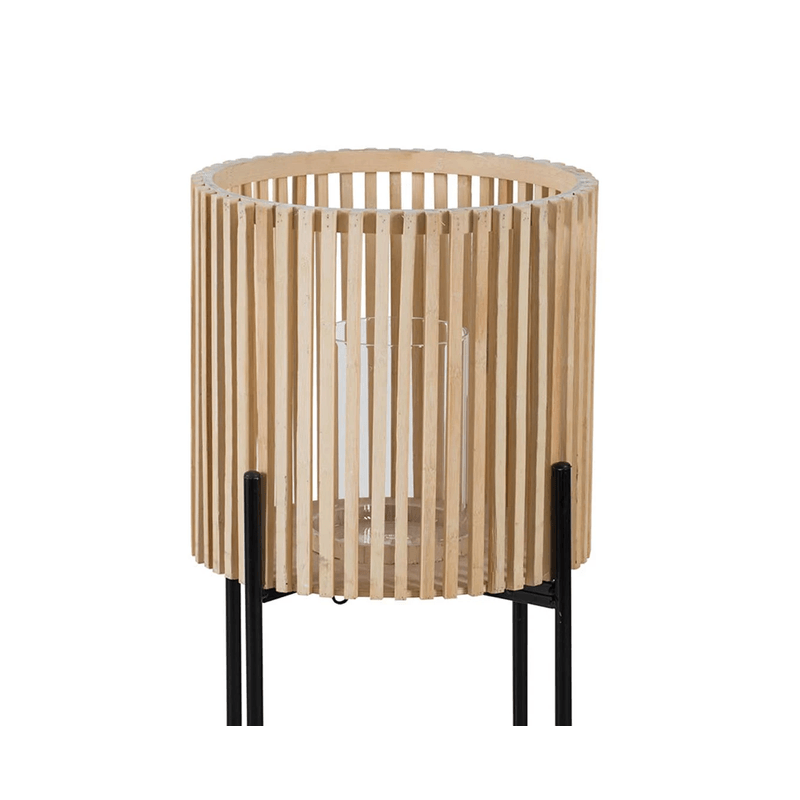 Casa si Gradina - Decoratiuni - Aromaterapie si lumanari - Suporturi lumanari - Set 2 Suporturi, bambus si metal, 32X32XH.90 cm - Infinity.ro