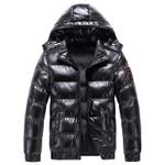 Fashion, accesorii si bijuterii - Barbati - Imbracaminte - Jachete si geci barbati - Geaca de iarna MBrands cu gluga, impermeabila, negru lucios - S, Argintiu - Infinity.ro