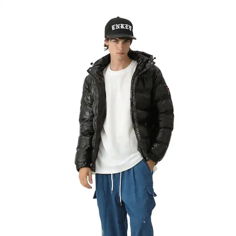 Fashion, accesorii si bijuterii - Barbati - Imbracaminte - Jachete si geci barbati - Geaca de iarna MBrands cu gluga, impermeabila, negru lucios - S, Argintiu - Infinity.ro