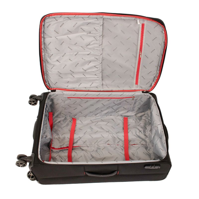 Sport si Outdoor - Articole de voiaj - Trolere - Troler Lamonza Smiley, 79x46x28 cm, 3.8 kg, expandabil 30%, negru/rosu - Infinity.ro