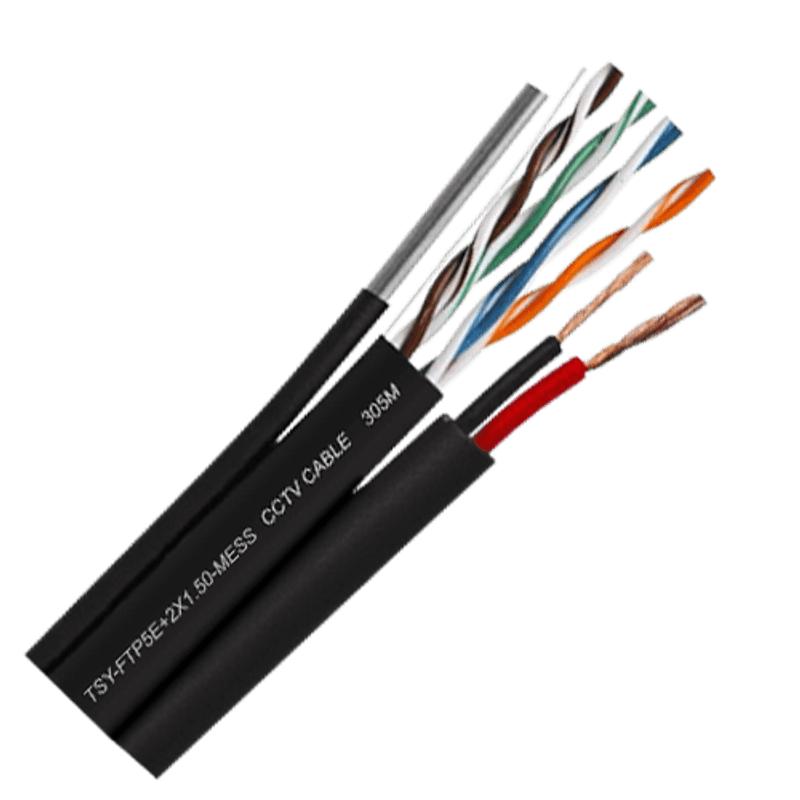 PC, gaming si accesorii - Retelistica - Cabluri si accesorii - Cablu FTP autoportant cu alimentare 2x1.5, cat 5E, CUPRU 100%, 305m, negru TSY-FTP5E+2x1.50-MESS - Infinity.ro