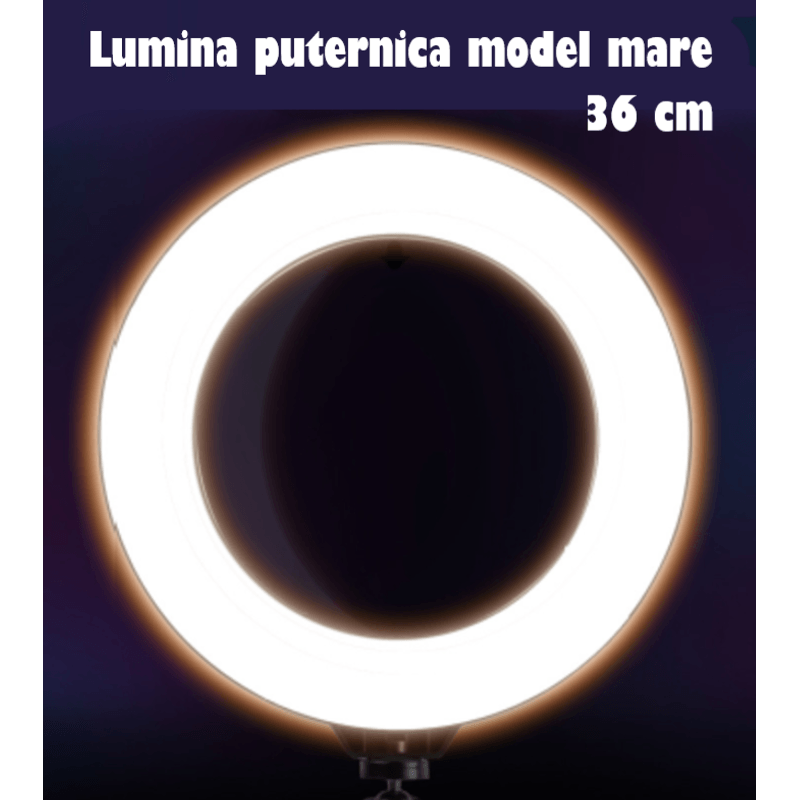 Casa si Gradina - Corpuri si surse de iluminat - Iluminat comercial si industrial - Proiectoare si lampi de lucru - Lampa Circulara Ring Light REVOSE™ 3 suport si Extra Brat, Diametru 36cm, LED,Naturala/Rece/Calda, Telecomanda Bluetooth - Infinity.ro