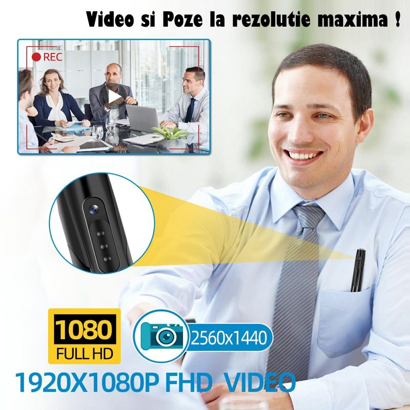 Laptop, Telefoane si Tablete - Wearables si gadgeturi - Gadgeturi - Dispozitive spionaj - Pix Spion cu Camera 1080 Full HD si Microfon, Inregistrare Audio-Video, Foto, Aparat Spion cu Camera Ascunsa - Infinity.ro