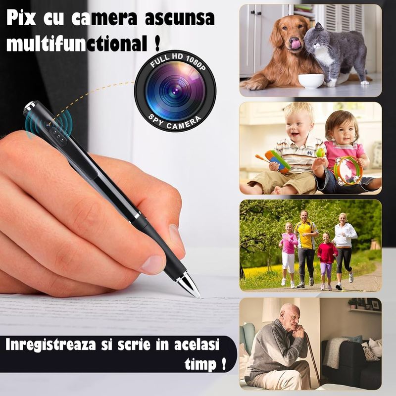 Laptop, Telefoane si Tablete - Wearables si gadgeturi - Gadgeturi - Dispozitive spionaj - Pix Spion cu Camera 1080 Full HD si Microfon, Inregistrare Audio-Video, Foto, Aparat Spion cu Camera Ascunsa - Infinity.ro
