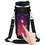 Casa si Gradina - Bucatarie si vesela - Accesorii bar - Termosuri si Cani termos - Termos cu Husa Neopren si Compartiment Smartphone, 1200 ml, Pai inclus, Otel Inoxidabil, Negru - Infinity.ro
