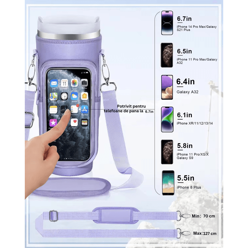 Casa si Gradina - Bucatarie si vesela - Accesorii bar - Termosuri si Cani termos - Termos cu Husa Neopren si Compartiment Smartphone, 1200 ml, Pai inclus, Otel Inoxidabil, Negru - Infinity.ro