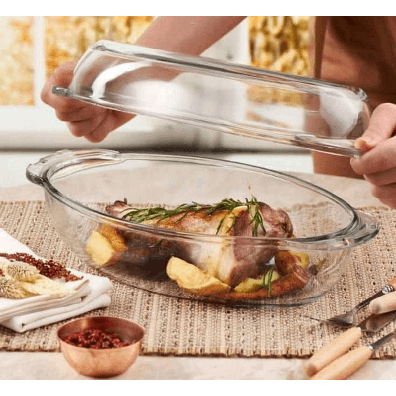 Casa si Gradina - Bucatarie si vesela - Vase pentru gatit - Vase termorezistente - Vas termorezistent Oval cu Capac, capacitate2250L, Transparent ABYZ®™ - Infinity.ro