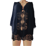 Fashion, accesorii si bijuterii - Femei - Imbracaminte femei - Rochii femei - Cardigan pentru plaja din bumbac, negru, marime S/M - Infinity.ro