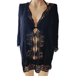 Fashion, accesorii si bijuterii - Femei - Imbracaminte femei - Rochii femei - Cardigan pentru plaja din bumbac, negru, marime S/M - Infinity.ro