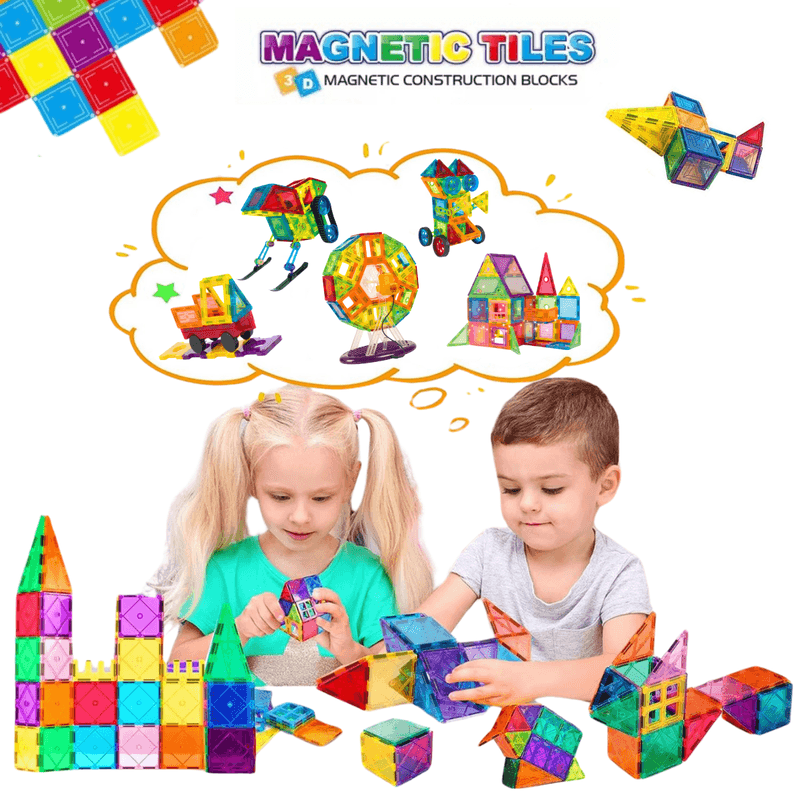 Jucarii, Copii si Bebe - Jucarii si jocuri - Seturi de constructie si cuburi - Seturi de constructie - Set de Constructie Magnetic, 130 Piese colorate, Jucarie Creativa si Educationala STEM, multiple forme de constructie - Infinity.ro