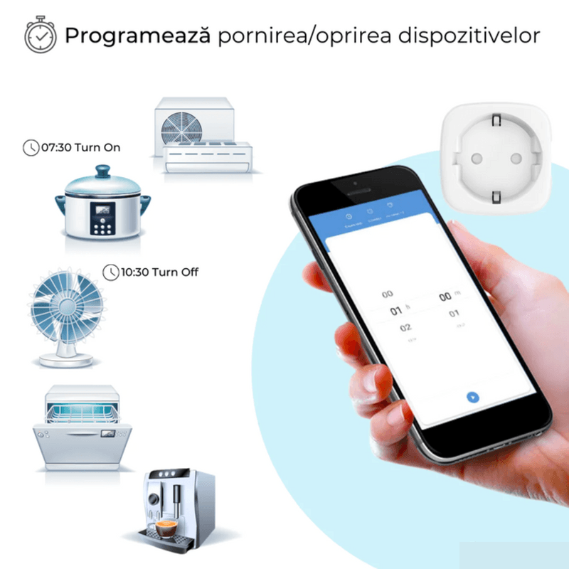 Casa si Gradina - Electrice - Prize - Set 2 Priza Smart cu contorizare si monitorizare consum energie, control Aplicatie tuya Smart Life, Suport Alexa Google - Infinity.ro