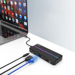 PC, gaming si accesorii/Retelistica/Hub-uri - Hub USB portabil de andocare multifunctional, 8 in 1 USB C, Port Internet, Cititor de carduri SD/TF, HDMI 4k,UBS 3.0-RGB - Infinity.ro