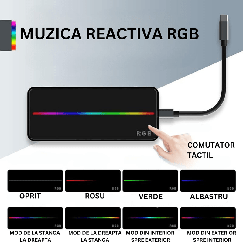 PC, gaming si accesorii/Retelistica/Hub-uri - Hub USB portabil de andocare multifunctional, 8 in 1 USB C, Port Internet, Cititor de carduri SD/TF, HDMI 4k,UBS 3.0-RGB - Infinity.ro