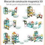 Jucarii, Copii si Bebe - Jucarii si jocuri - Seturi de constructie si cuburi - Seturi de constructie - Set de Constructie Magnetic cu Tevi Tiles, 3x minge colorata, Jucarie Educationala/ Creativa STEM, cu 66 Piese magnetice - Infinity.ro