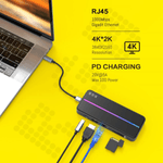 PC, gaming si accesorii/Retelistica/Hub-uri - Hub USB portabil de andocare multifunctional, 8 in 1 USB C, Port Internet, Cititor de carduri SD/TF, HDMI 4k,UBS 3.0-RGB - Infinity.ro
