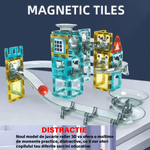 Jucarii, Copii si Bebe - Jucarii si jocuri - Seturi de constructie si cuburi - Seturi de constructie - Set de Constructie Magnetic cu Tevi Tiles, 3x minge colorata, Jucarie Educationala/ Creativa STEM, cu 66 Piese magnetice - Infinity.ro