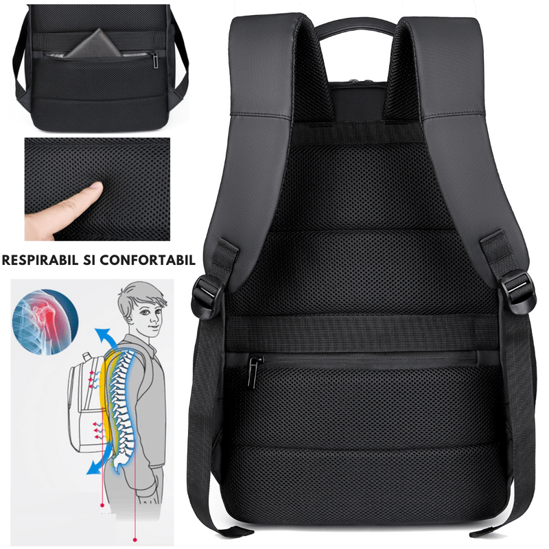 Laptop, Telefoane si Tablete - Laptopuri si accesorii - Accesorii Laptop - Genti laptop - Rucsac multifunctional, Rezistent la apa,Port incarcare USB, smart casual pentru Business/Calatorii si Laptop 15,6 inchi - Infinity.ro