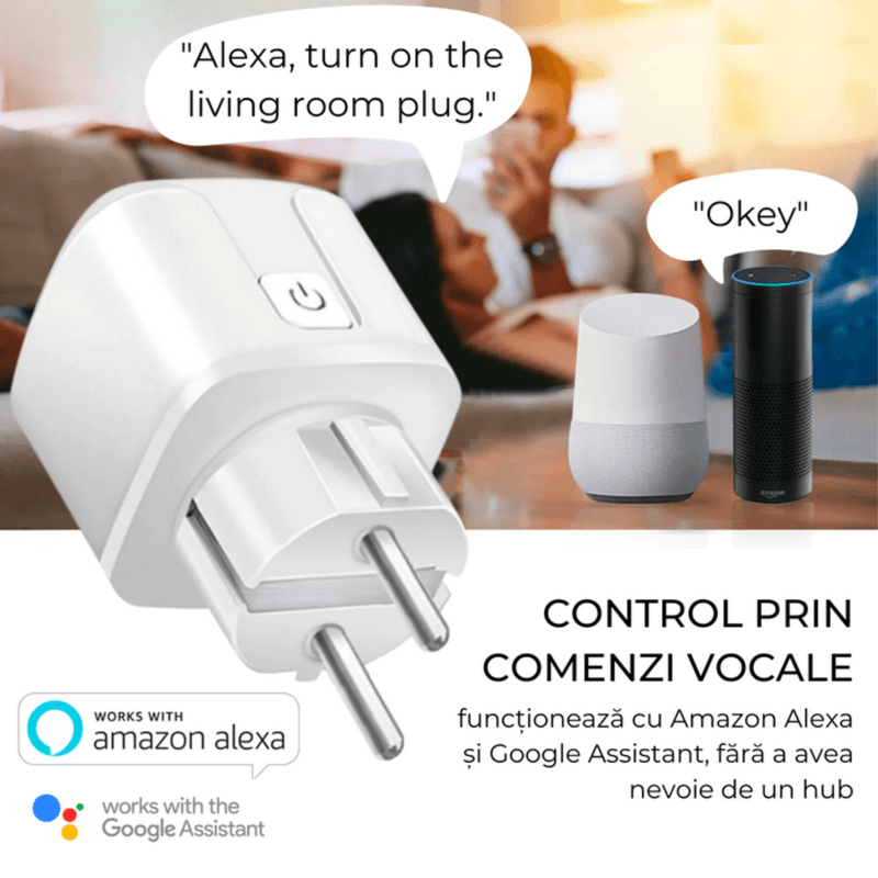 Casa si Gradina - Electrice - Prize - Set 2 Priza Smart cu contorizare si monitorizare consum energie, control Aplicatie tuya Smart Life, Suport Alexa Google - Infinity.ro