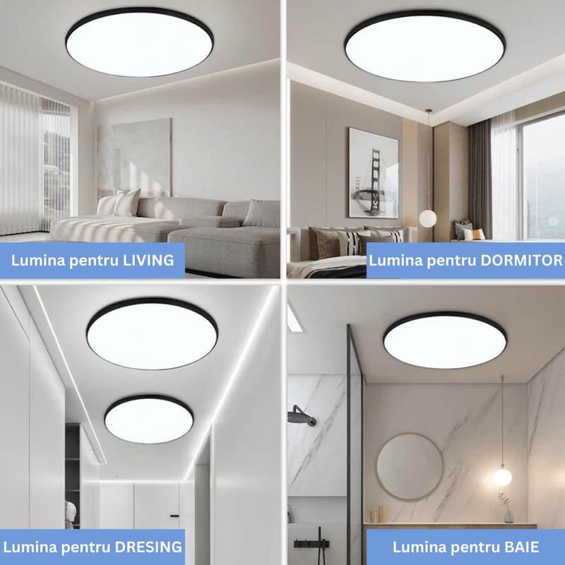Casa si Gradina - Corpuri si surse de iluminat - Plafoniere, aplice si spoturi - Plafoniera LED Moderna, VisionHub®, Clasa Enegetica A ultra subtire 2cm,pentru interior,in forma rotunda,38W, 40cm Negru - Infinity.ro