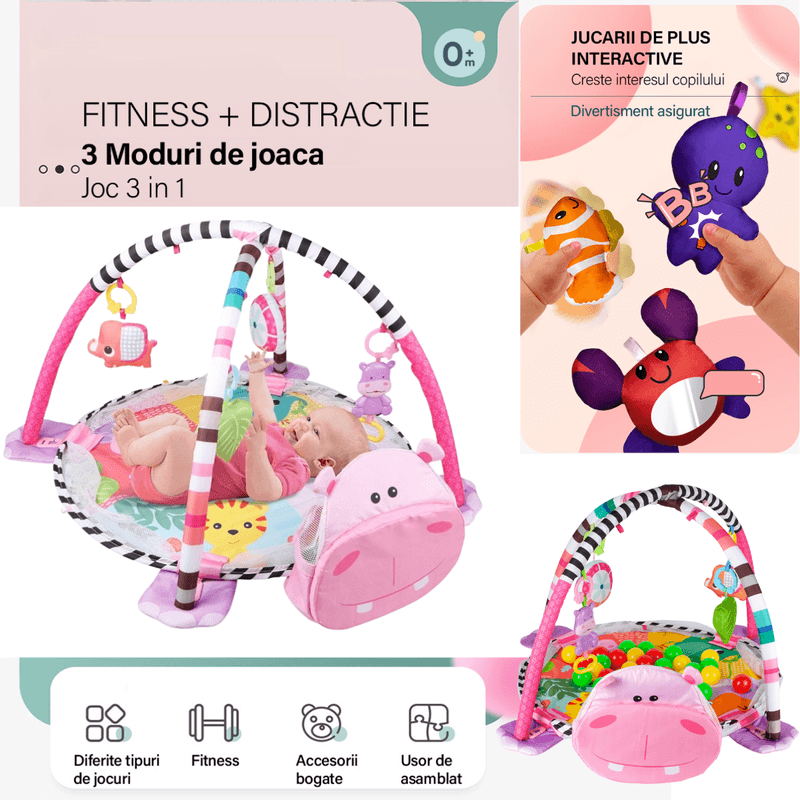 Jucarii, Copii si Bebe - Jucarii si jocuri - Jucarii bebelusi - Centre de activitati - Centru de activitati multifunctional interactiv pentru copii si bebelusi, 3 in 1 tip tarc,Bile moi si Jucarii , 0 luni + - Infinity.ro