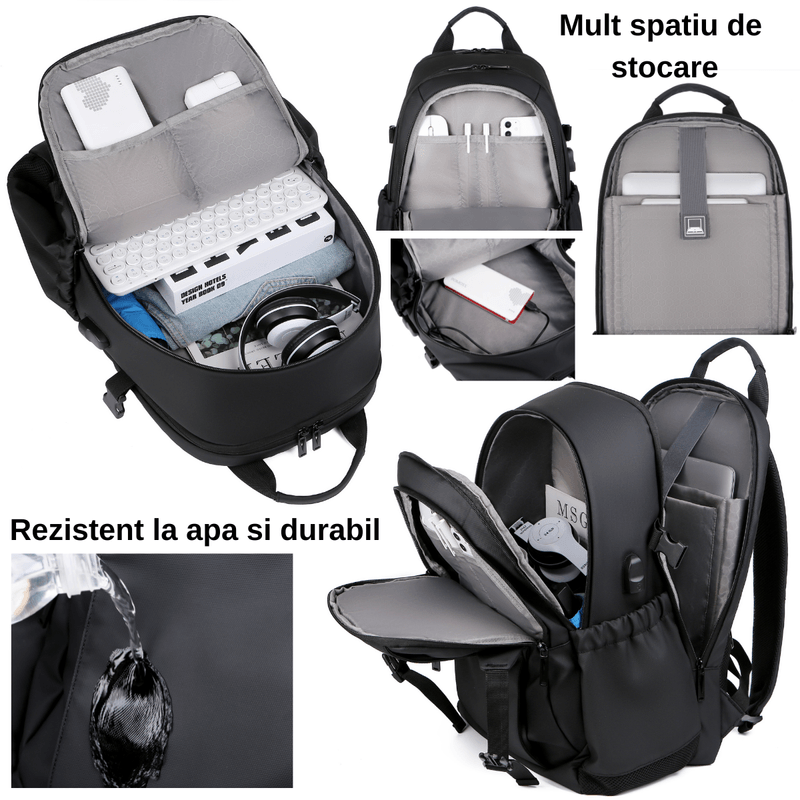 Laptop, Telefoane si Tablete - Laptopuri si accesorii - Accesorii Laptop - Genti laptop - Rucsac multifunctional, Rezistent la apa,Port incarcare USB, smart casual pentru Business/Calatorii si Laptop 15,6 inchi - Infinity.ro