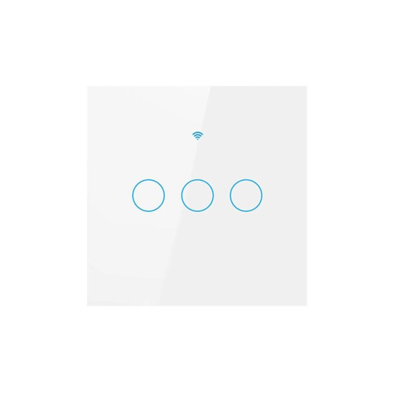 Casa si Gradina - Electrice - Accesorii electrice - Accesorii prize si intrerupatoare - Intrerupator inteligent cu touch, Wireless, Wi-fi, 3 Canale,din Sticla Securizata, Compatibil iOS/Android,Aplicatie Tuya - Infinity.ro