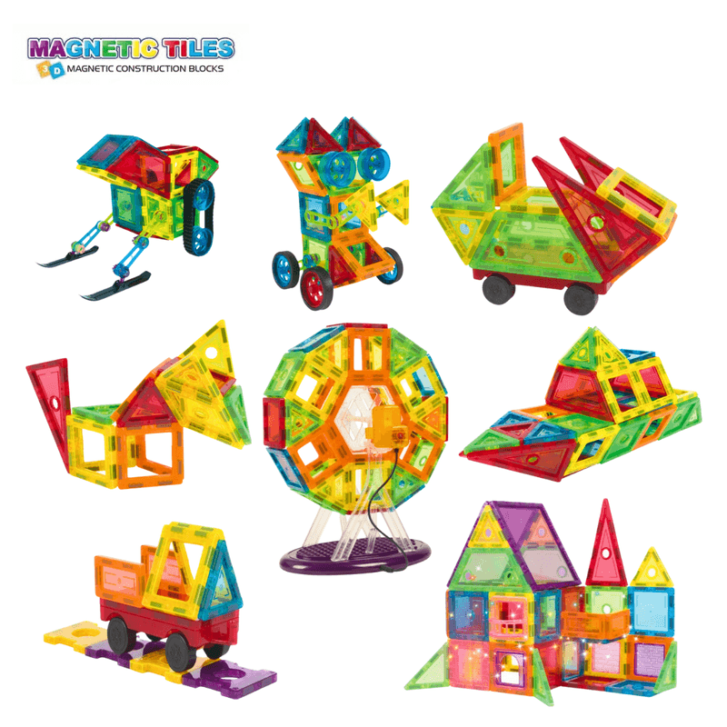 Jucarii, Copii si Bebe - Jucarii si jocuri - Seturi de constructie si cuburi - Seturi de constructie - Set de Constructie Magnetic, 130 Piese colorate, Jucarie Creativa si Educationala STEM, multiple forme de constructie - Infinity.ro