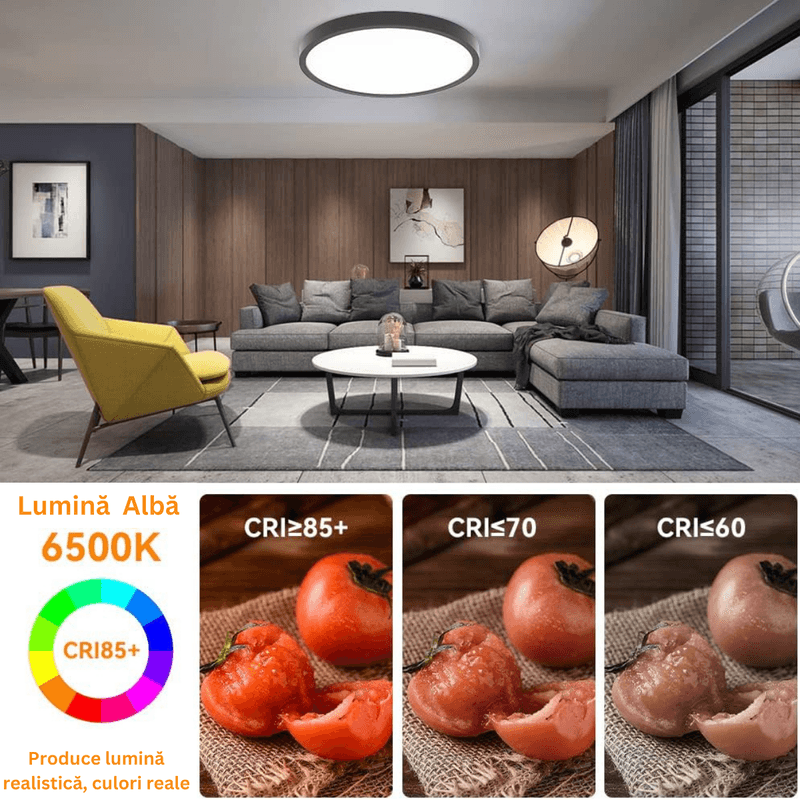 Casa si Gradina - Corpuri si surse de iluminat - Plafoniere, aplice si spoturi - Plafoniera LED Moderna, VisionHub®, Clasa Enegetica A ultra subtire 2cm,pentru interior,in forma rotunda,38W, 40cm Negru - Infinity.ro