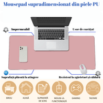 PC, gaming si accesorii - Periferice PC - Mousepad - MousePad mare, din Piele PU pentru protectie birou, Suprafata moale, Impermeabil, Baza Anti-Alunecare, 80x40cm, Roz - Infinity.ro