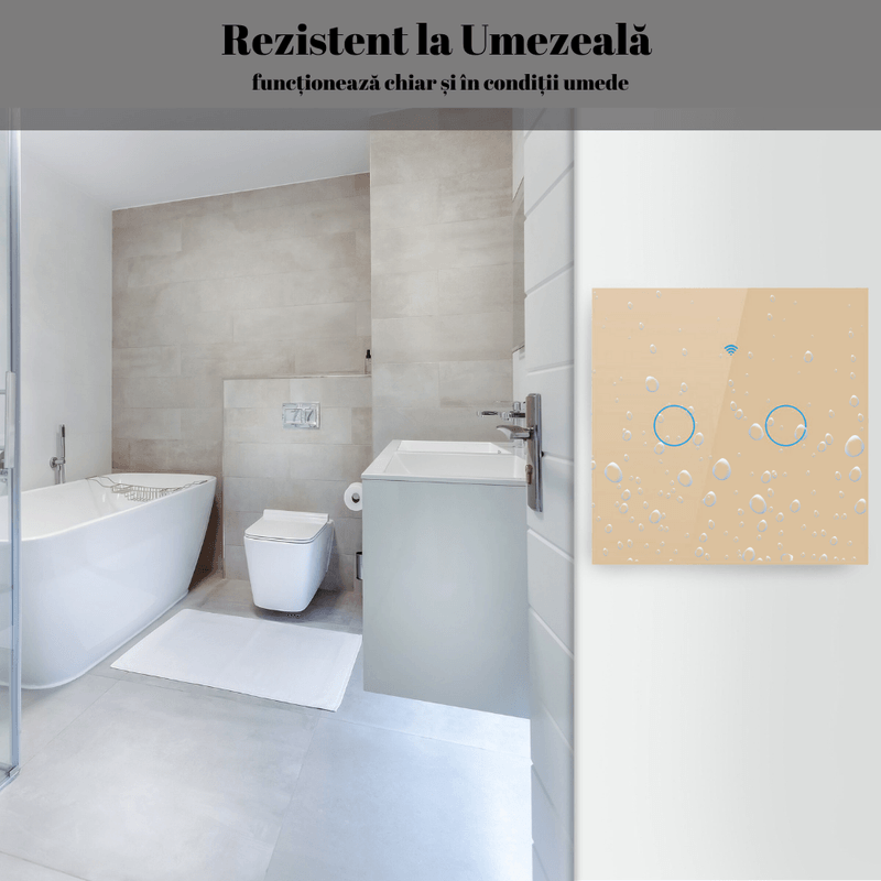 Casa si Gradina - Electrice - Accesorii electrice - Accesorii prize si intrerupatoare - Intrerupator inteligent cu touch, Wireless, Wi-fi, 2 Canale, Sticla Securizata, Compatibil iOS/Android-Tuya,Amazon Alexa - Infinity.ro