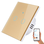 Casa si Gradina - Electrice - Accesorii electrice - Accesorii prize si intrerupatoare - Intrerupator inteligent cu touch, Wireless, Wi-fi, 2 Canale, Sticla Securizata, Compatibil iOS/Android-Tuya,Amazon Alexa - Infinity.ro