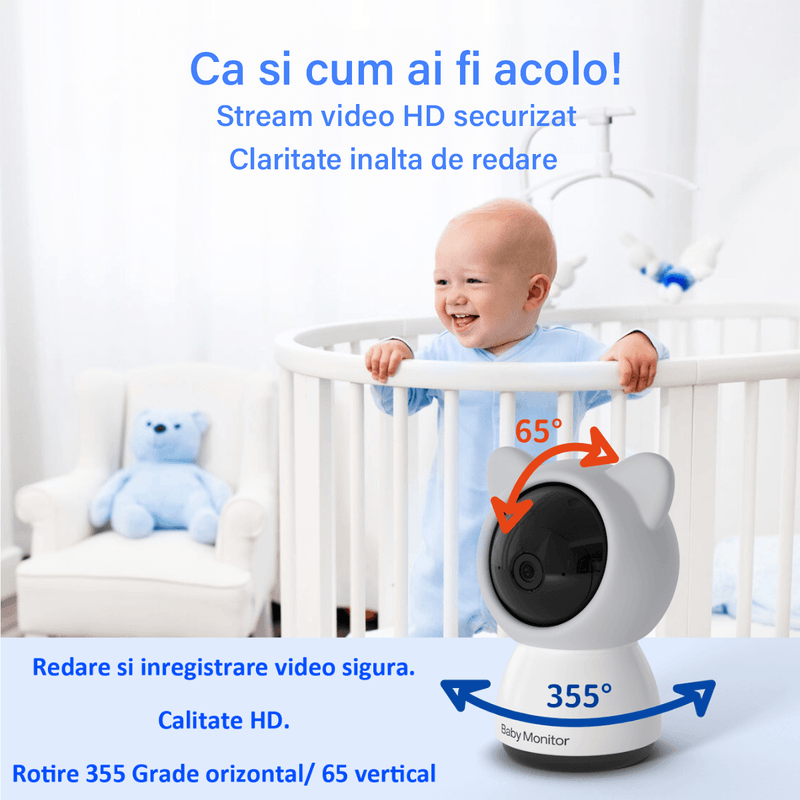Casa si Gradina - Mobilier - Mobilier copii - Monitoare video copii - Baby Monitor WiFi 2in1 cu Camera Audio-Video Multi View, UltraHD/5” Night Vision, Aplicatie Telefon, Rotire 355°/90° - Infinity.ro
