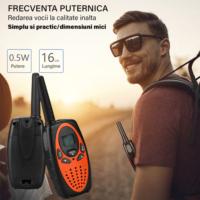 Jucarii, Copii si Bebe - Jucarii si jocuri - Jucarii & jocuri educative - Jucarii interactive - Walkie Talkie Copii si Adulti, Set 2 bucati,cu Raza Lunga de Actiune, Vox, Blocare taste, Sunet clar, Statie radio - Infinity.ro