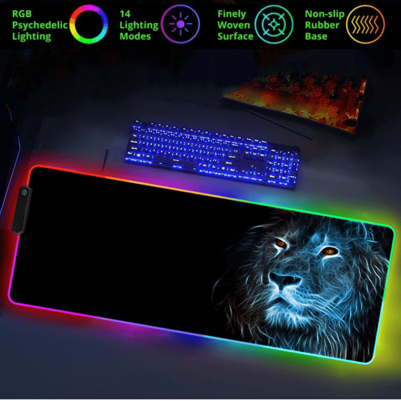 PC, gaming si accesorii - Periferice PC - Mousepad - MousePad profesional Gaming RGB mare XXL, Lumini LED, Suprafata moale, Baza Anti-Alunecare Cauciucata, 900x400x4mm - Infinity.ro