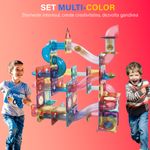 Jucarii, Copii si Bebe - Jucarii si jocuri - Seturi de constructie si cuburi - Seturi de constructie - Set de Constructie Magnetic cu Tevi Tiles 3D si minge colorata, Jucarie Educationala STEM, 136 Piese, forme multiple - Infinity.ro